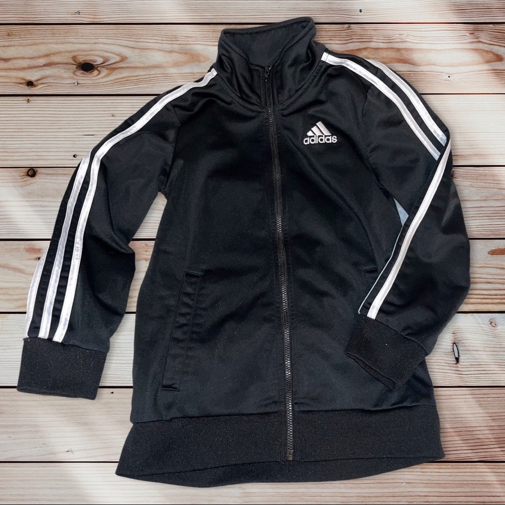 ADIDAS 7 EUC Tricot Track Jacket Black w/White Stripes